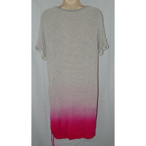 LIKE NEW Gray Striped Pink Dip Dye Sz Medium Soft Stretchy Comfy Athletic Dress - Picture 3 of 4